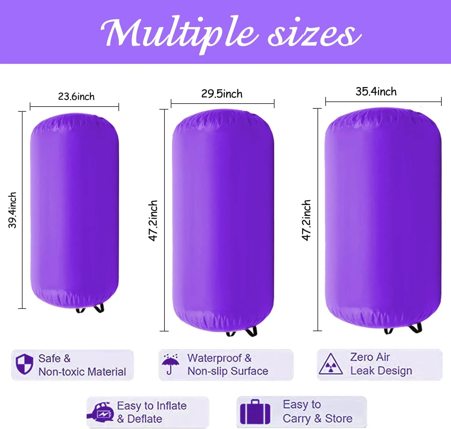 Air Barrel Gymnastics Roller Inflatable Tumbling Mat, Back Handspring Training Air Mat Tumble Track Gymnastics Equipment For Home Use, Gym Training, Yoga Balance Exercise, Cheerleading with Electric Pump
