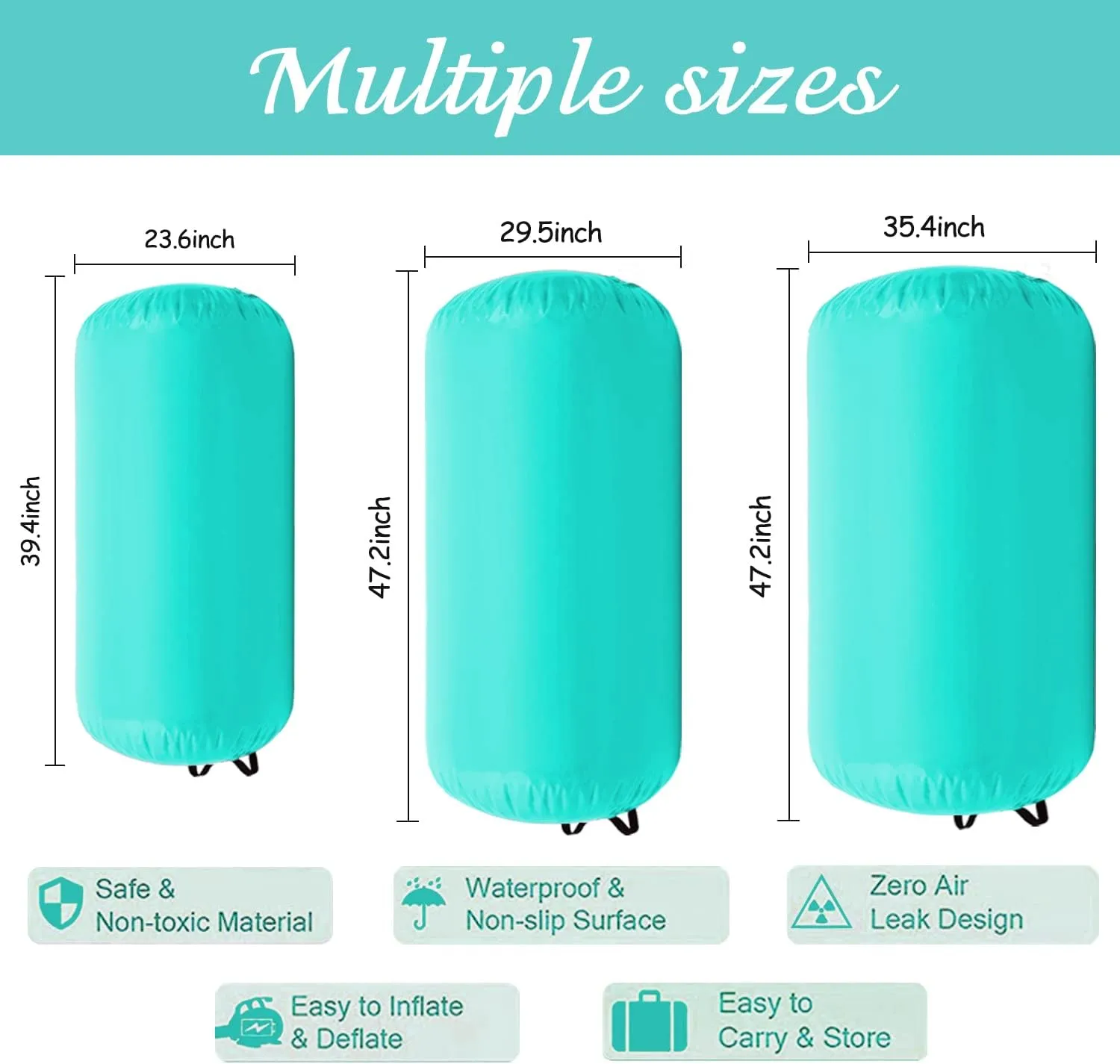 Air Barrel Gymnastics Roller Inflatable Tumbling Mat, Back Handspring Training Air Mat Tumble Track Gymnastics Equipment For Home Use, Gym Training, Yoga Balance Exercise, Cheerleading with Electric Pump