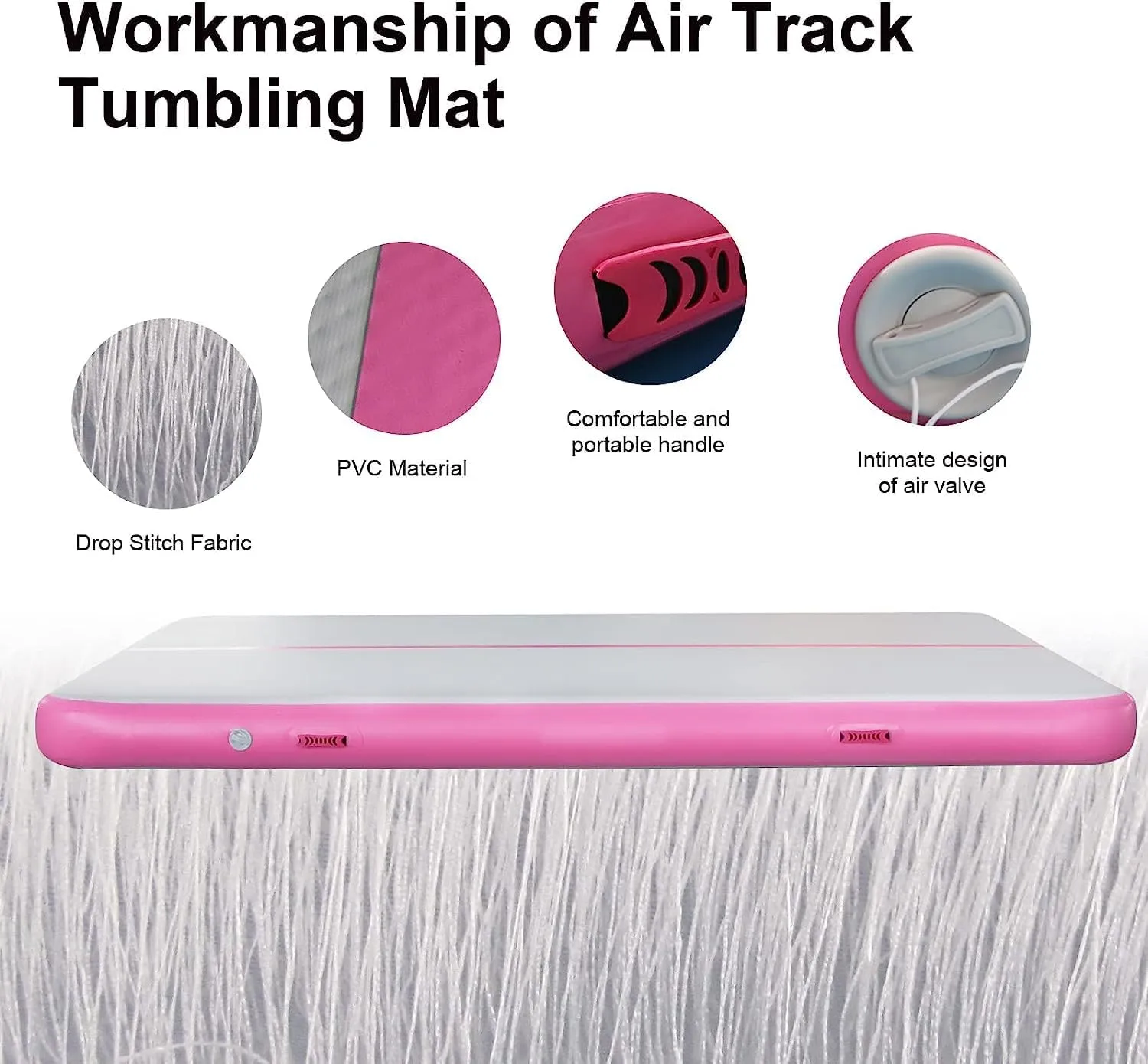 Air Mat Gymnastics Track for Tumbling, 10FT/13FT/16FT/20FT Cheer Mat with Electric Air Pump, Inflatable Tumble Thick Pad, Cartwheel Crash Balance for Home, Kids, Girls (Green/Pink/Blue)