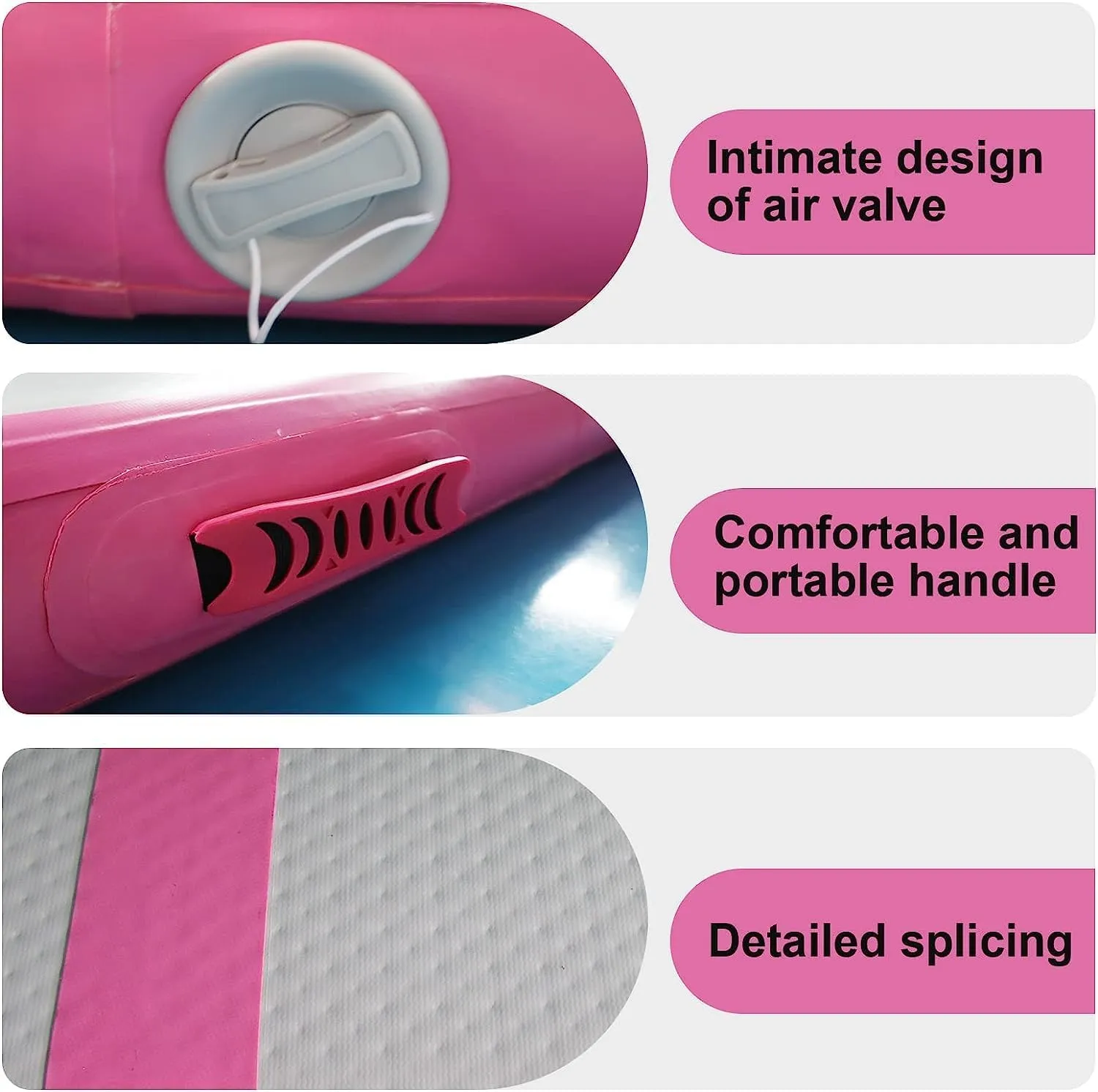Air Mat Gymnastics Track for Tumbling, 10FT/13FT/16FT/20FT Cheer Mat with Electric Air Pump, Inflatable Tumble Thick Pad, Cartwheel Crash Balance for Home, Kids, Girls (Green/Pink/Blue)