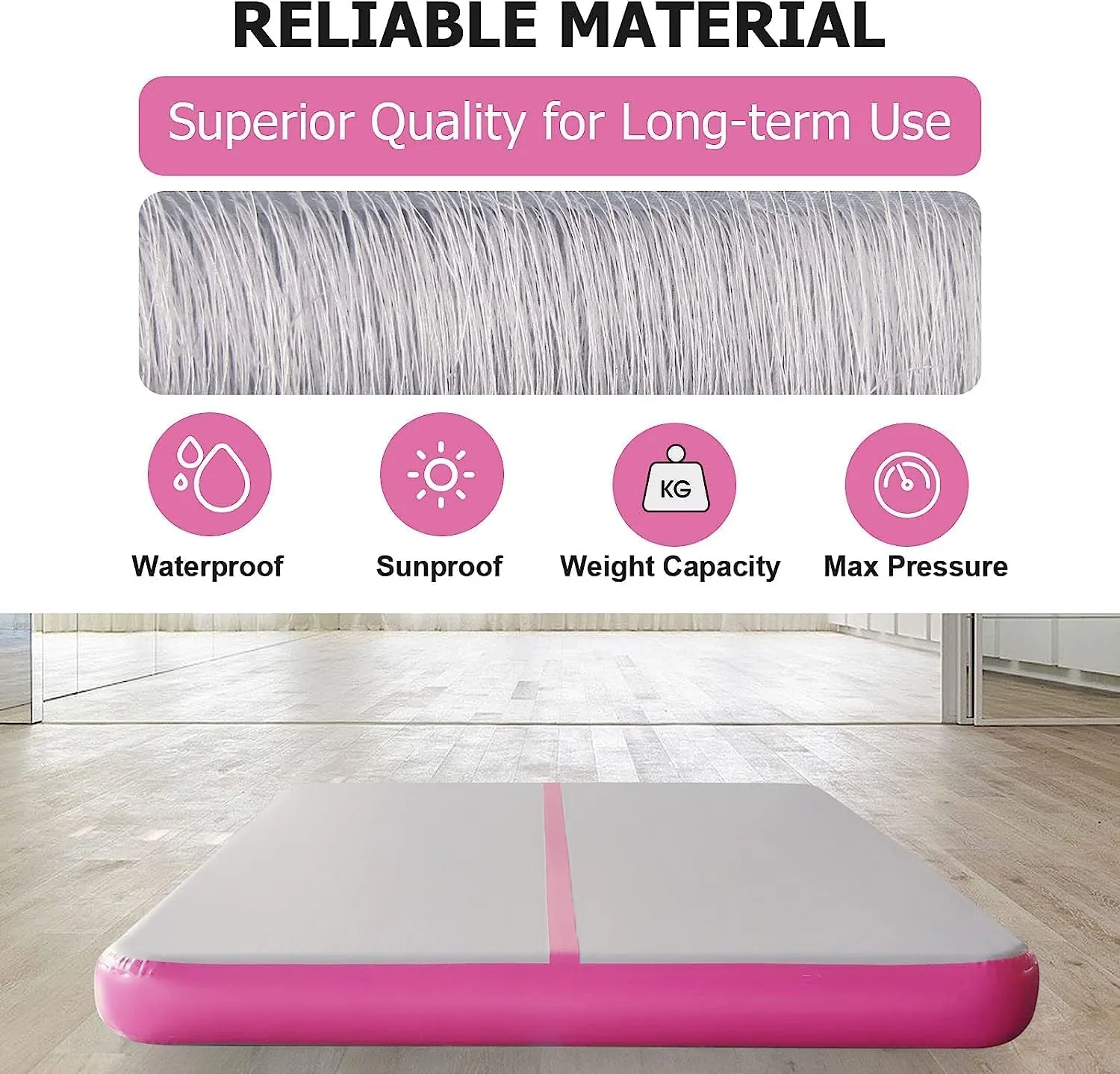 Air Mat Gymnastics Track for Tumbling, 10FT/13FT/16FT/20FT Cheer Mat with Electric Air Pump, Inflatable Tumble Thick Pad, Cartwheel Crash Balance for Home, Kids, Girls (Green/Pink/Blue)