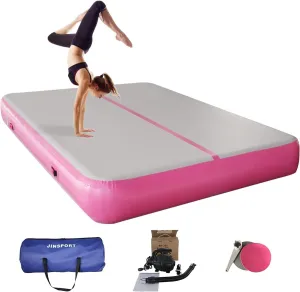Air Mat Gymnastics Track for Tumbling, 10FT/13FT/16FT/20FT Cheer Mat with Electric Air Pump, Inflatable Tumble Thick Pad, Cartwheel Crash Balance for Home, Kids, Girls (Green/Pink/Blue)