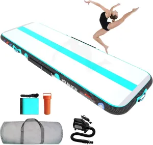 Air Mat Tumble Track 10ft/13ft/16ft/20ft Inflatable Gymnastics Tumbling Mat 4/6/8 inchs Thickness Mats for Home Use/Gym/Yoga/Training/Cheerleading/Outdoor/Beach/Park wih Electric Air Pump