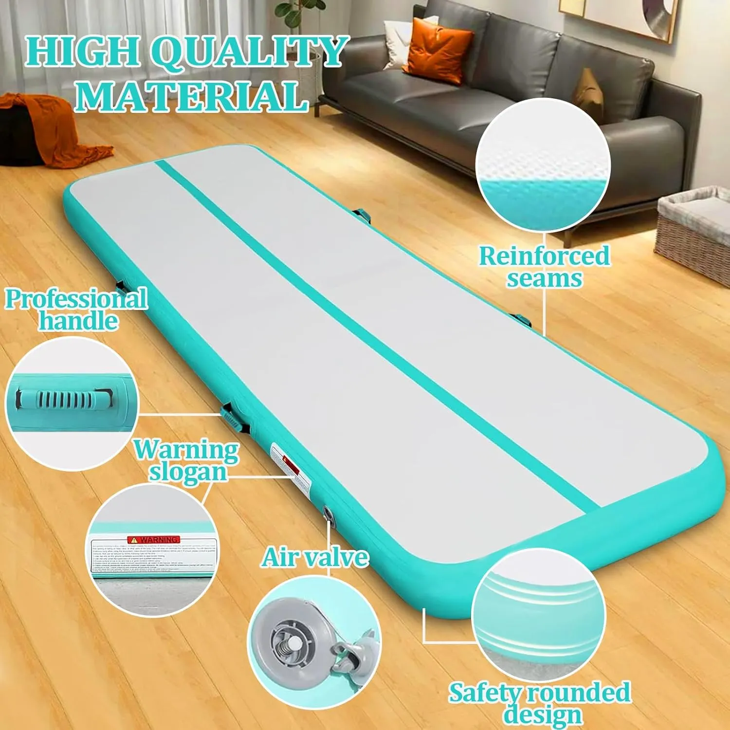 Air Mat Tumble Track, Gymnastics Mats Tumbling Track with Electric Air Pump for Home Use Cheerleading Training Kids Gym Yoga
