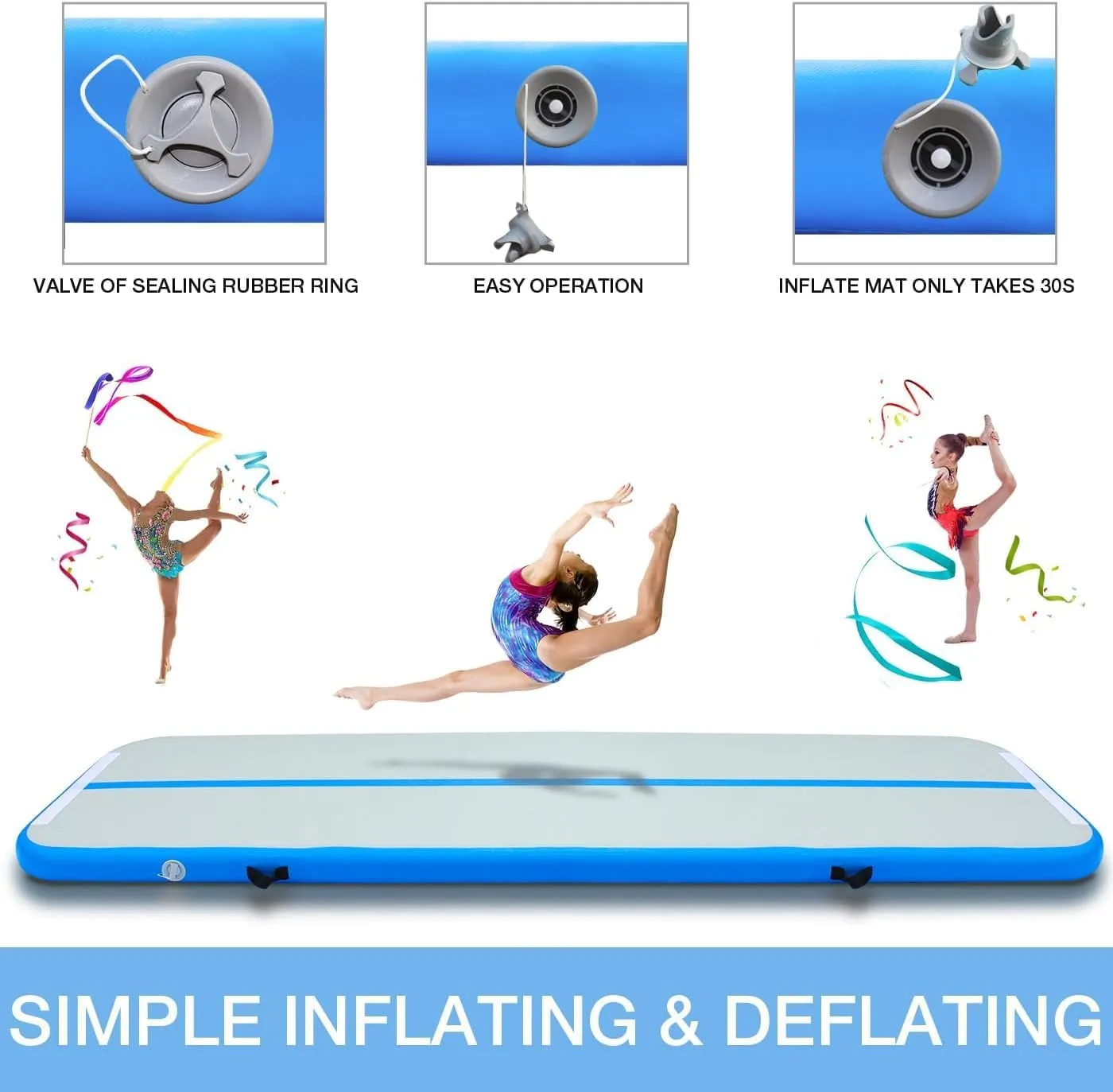 Air Mat Tumble Track, Gymnastics Mats Tumbling Track with Electric Air Pump for Home Use Cheerleading Training Kids Gym Yoga