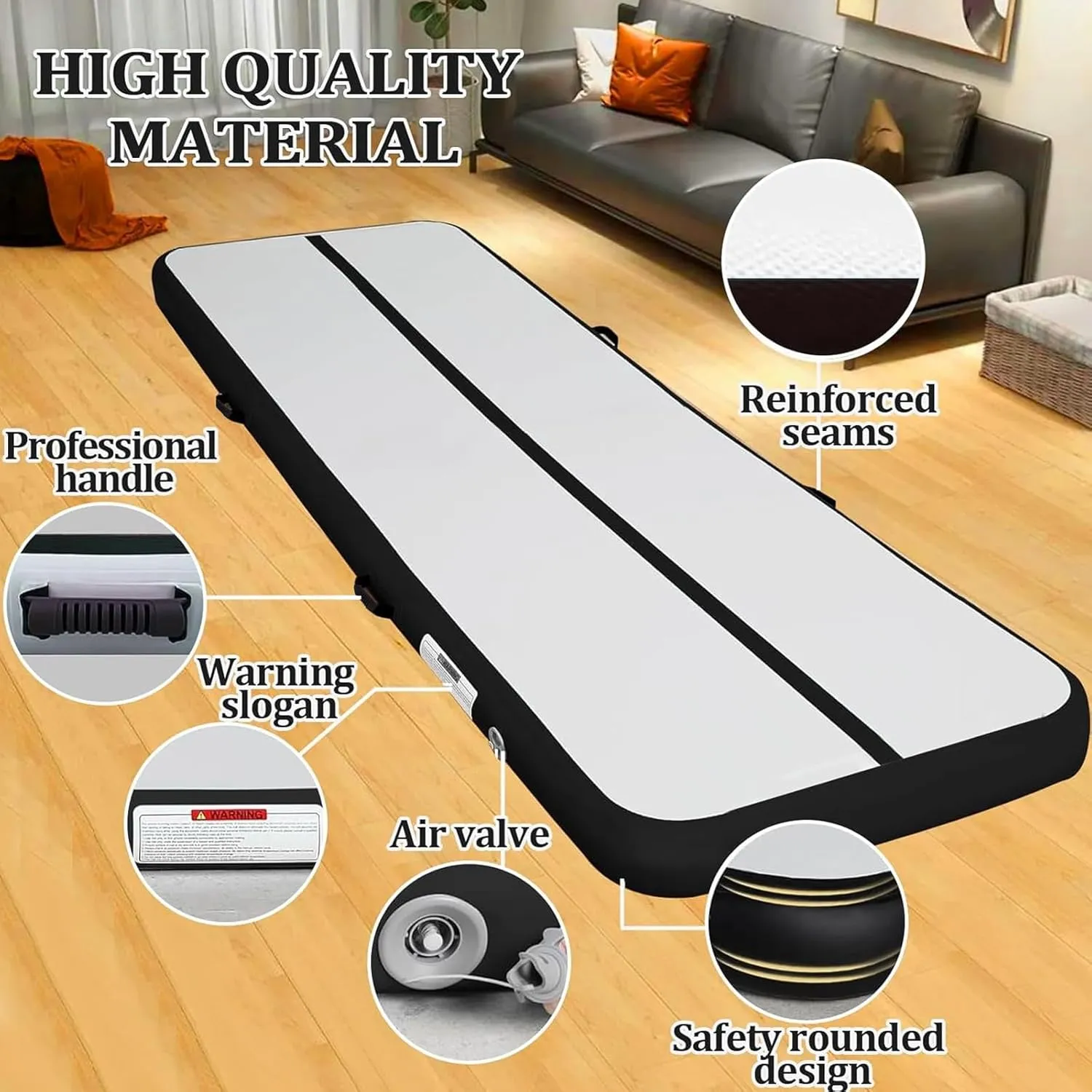 Air Mat Tumble Track, Gymnastics Mats Tumbling Track with Electric Air Pump for Home Use Cheerleading Training Kids Gym Yoga