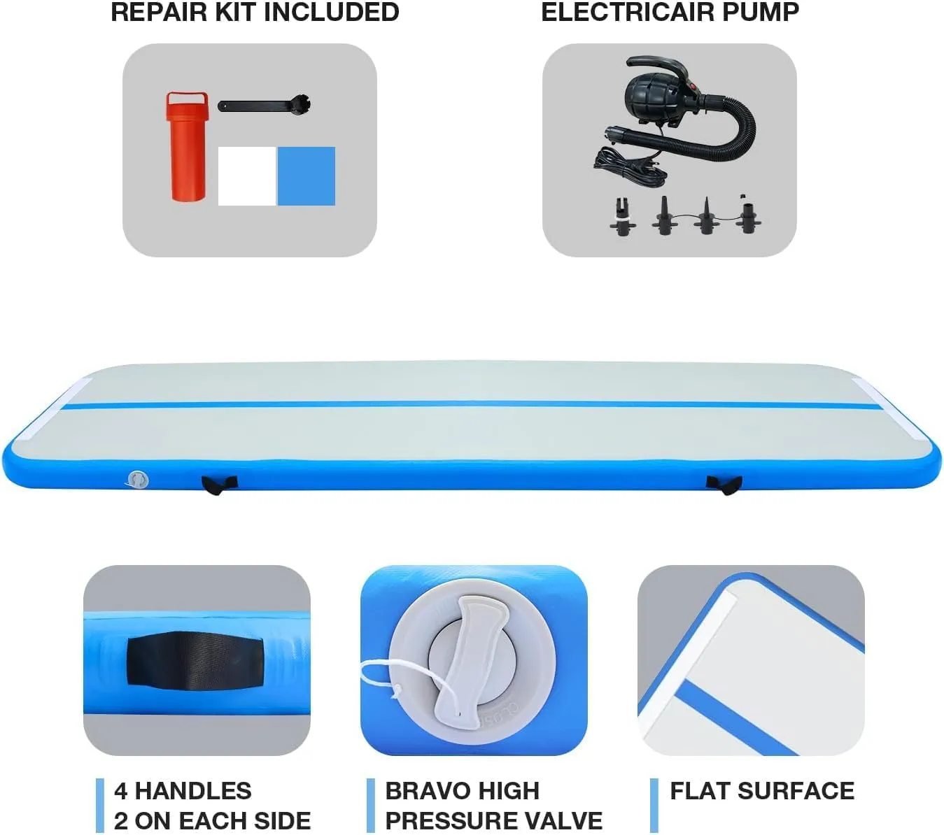 Air Mat Tumble Track, Gymnastics Mats Tumbling Track with Electric Air Pump for Home Use Cheerleading Training Kids Gym Yoga