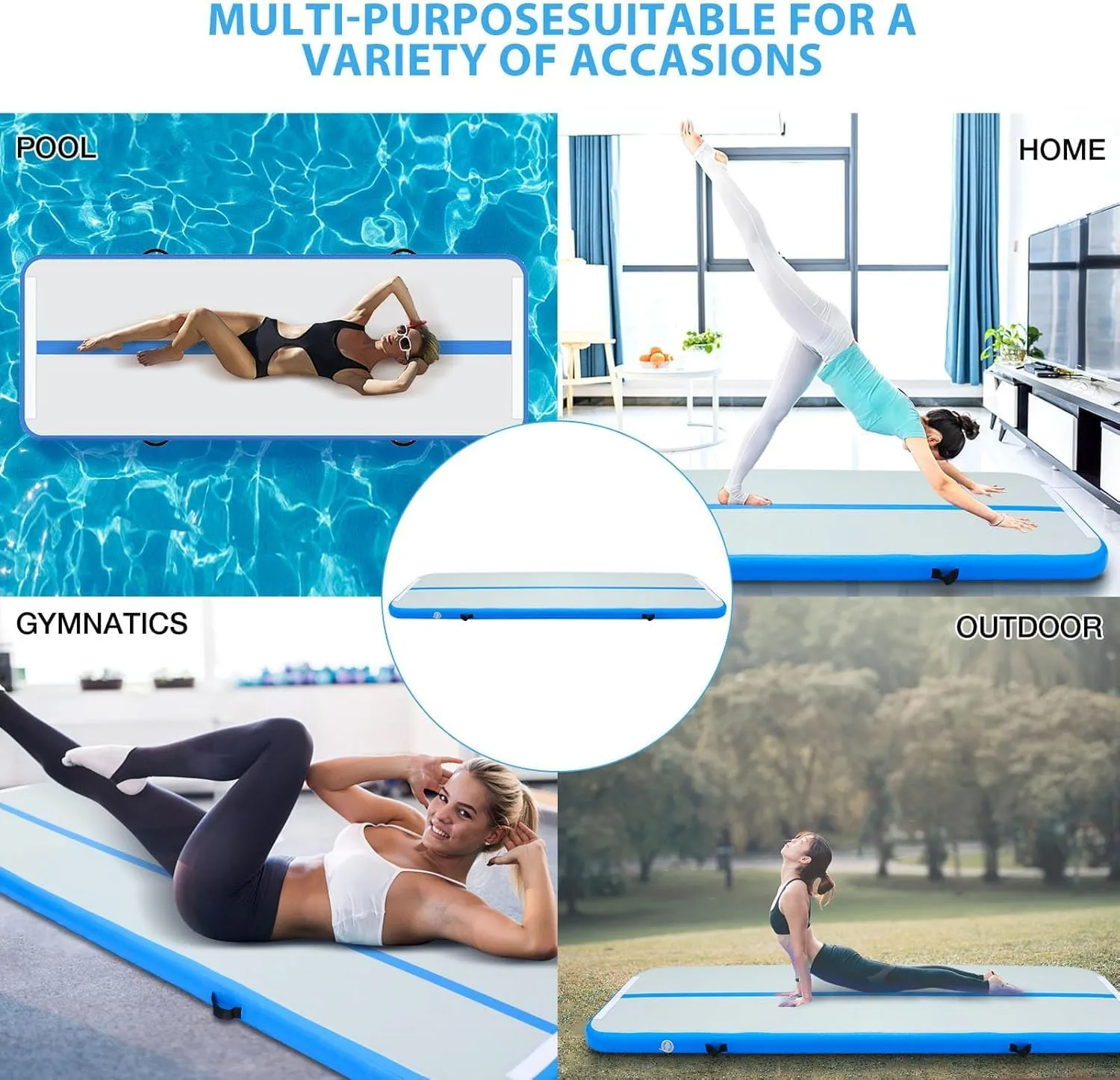 Air Mat Tumble Track, Gymnastics Mats Tumbling Track with Electric Air Pump for Home Use Cheerleading Training Kids Gym Yoga