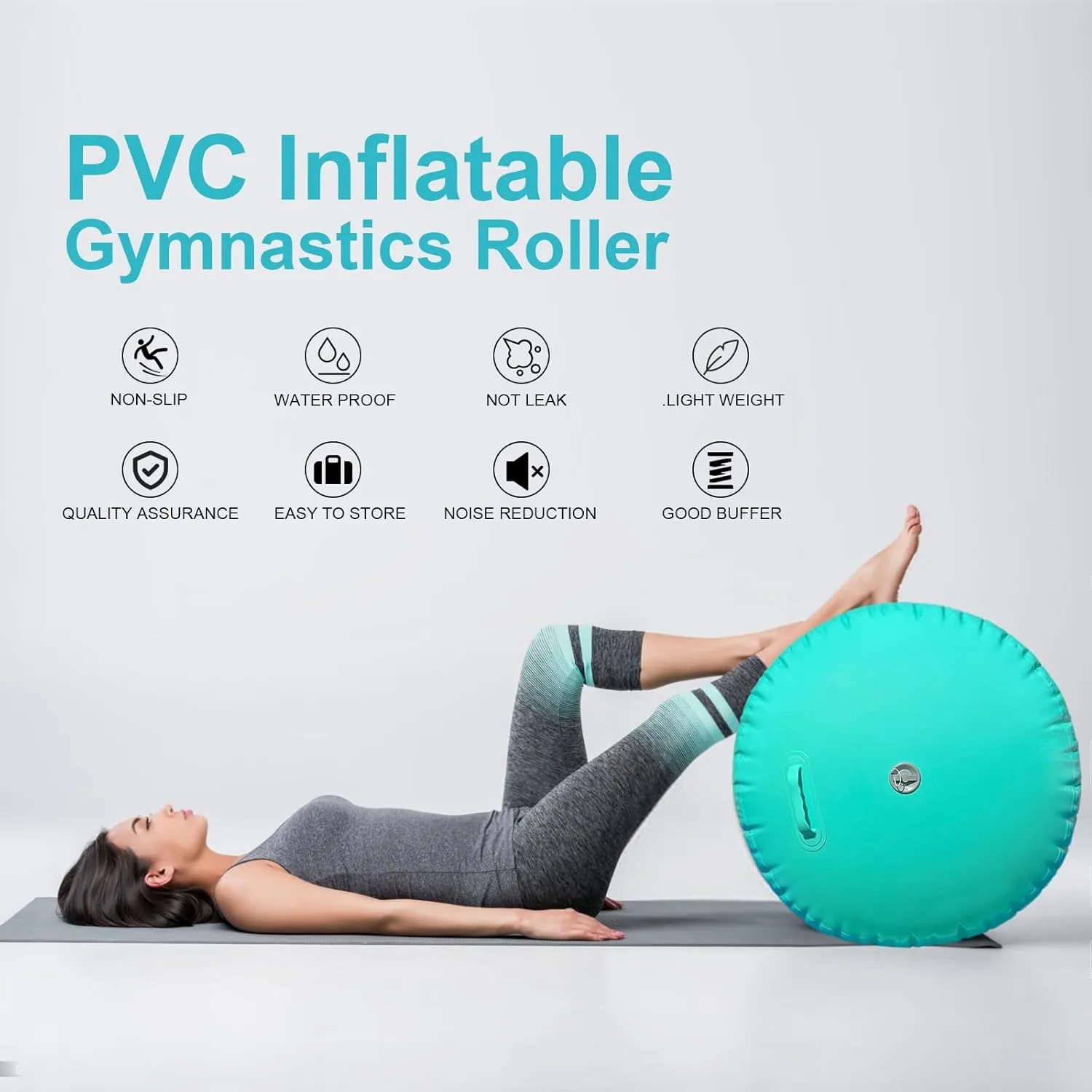 Air Roller Gymnastics Barrel, Air Track Tumbling Mat Equipment Inflatable Barrel Roller Back Handspring Trainer with Manual Pump for Yoga Cheerleading Home Gym Use