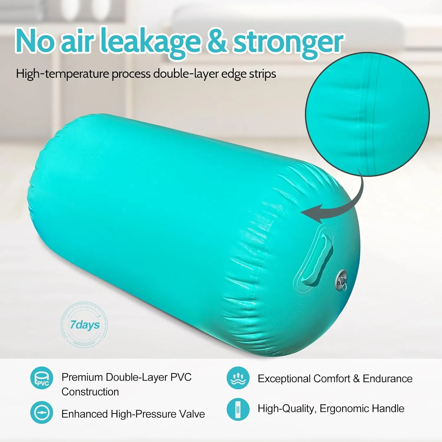 Air Roller Gymnastics Barrel, Air Track Tumbling Mat Equipment Inflatable Barrel Roller Back Handspring Trainer with Manual Pump for Yoga Cheerleading Home Gym Use