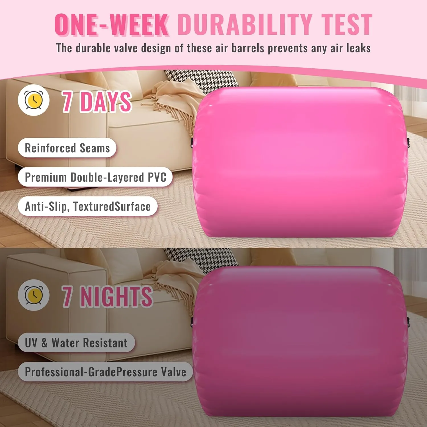 Air Roller Gymnastics Barrel Back Handspring Trainer Tumbling Barrel Yoga Barrel Mat with Electric Air Pump