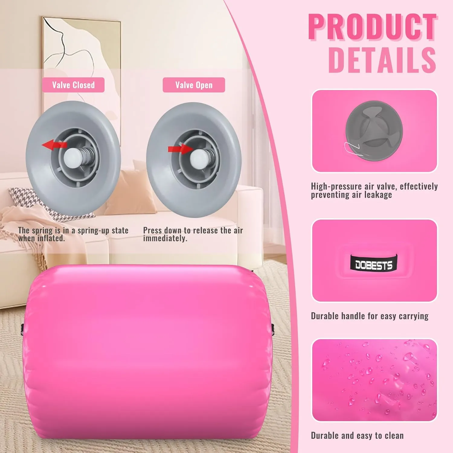 Air Roller Gymnastics Barrel Back Handspring Trainer Tumbling Barrel Yoga Barrel Mat with Electric Air Pump