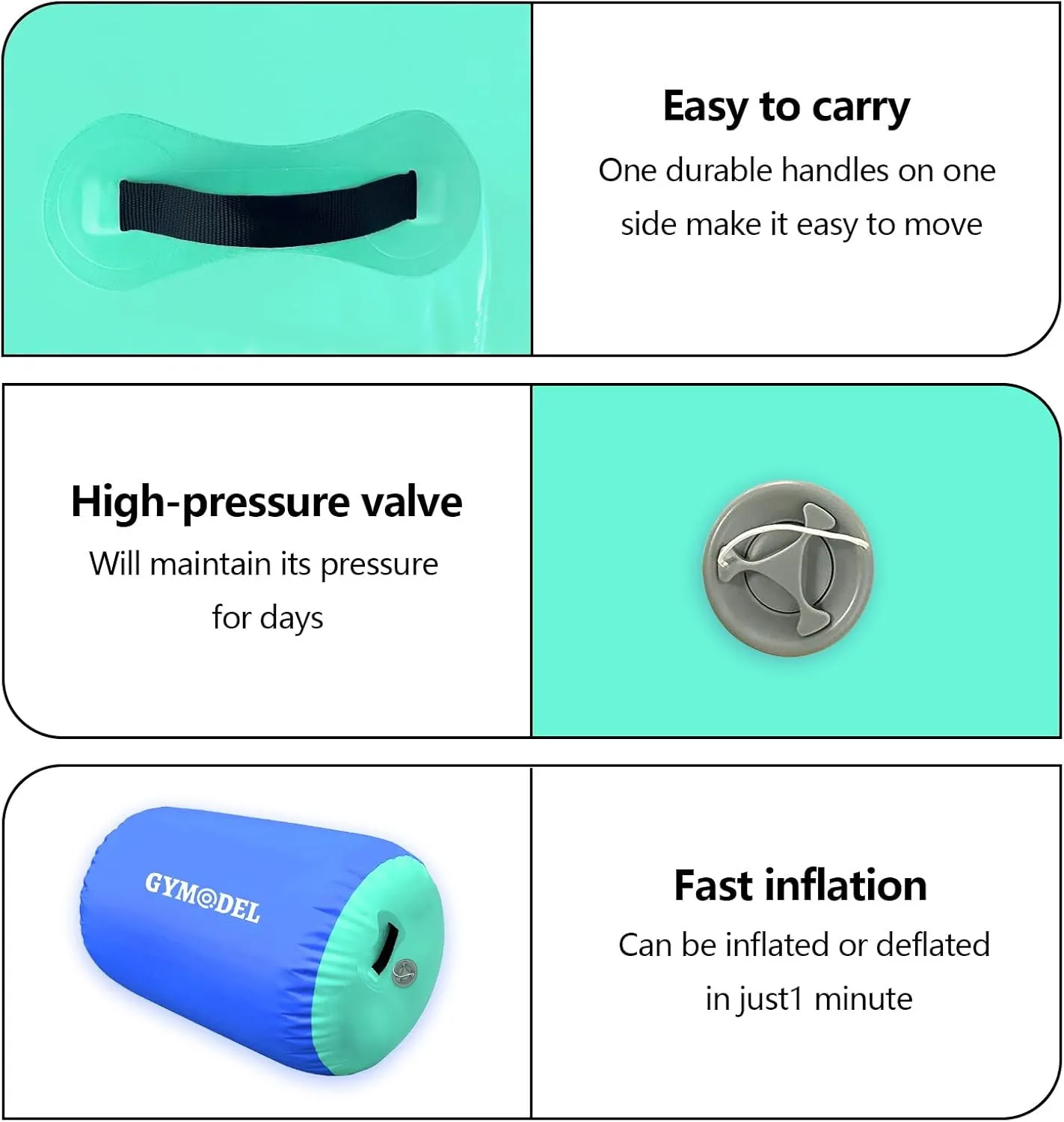 Air Roller Gymnastics Barrel Inflatable Tumbling Roller Air Mat, Air Barrel Gymnastics Tumble Track Mat with Pump for Backhandspring/Training Cheerleading/Yoga/Home and Outdoor Use