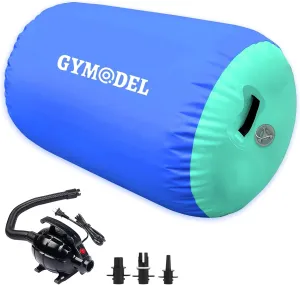 Air Roller Gymnastics Barrel Inflatable Tumbling Roller Air Mat, Air Barrel Gymnastics Tumble Track Mat with Pump for Backhandspring/Training Cheerleading/Yoga/Home and Outdoor Use