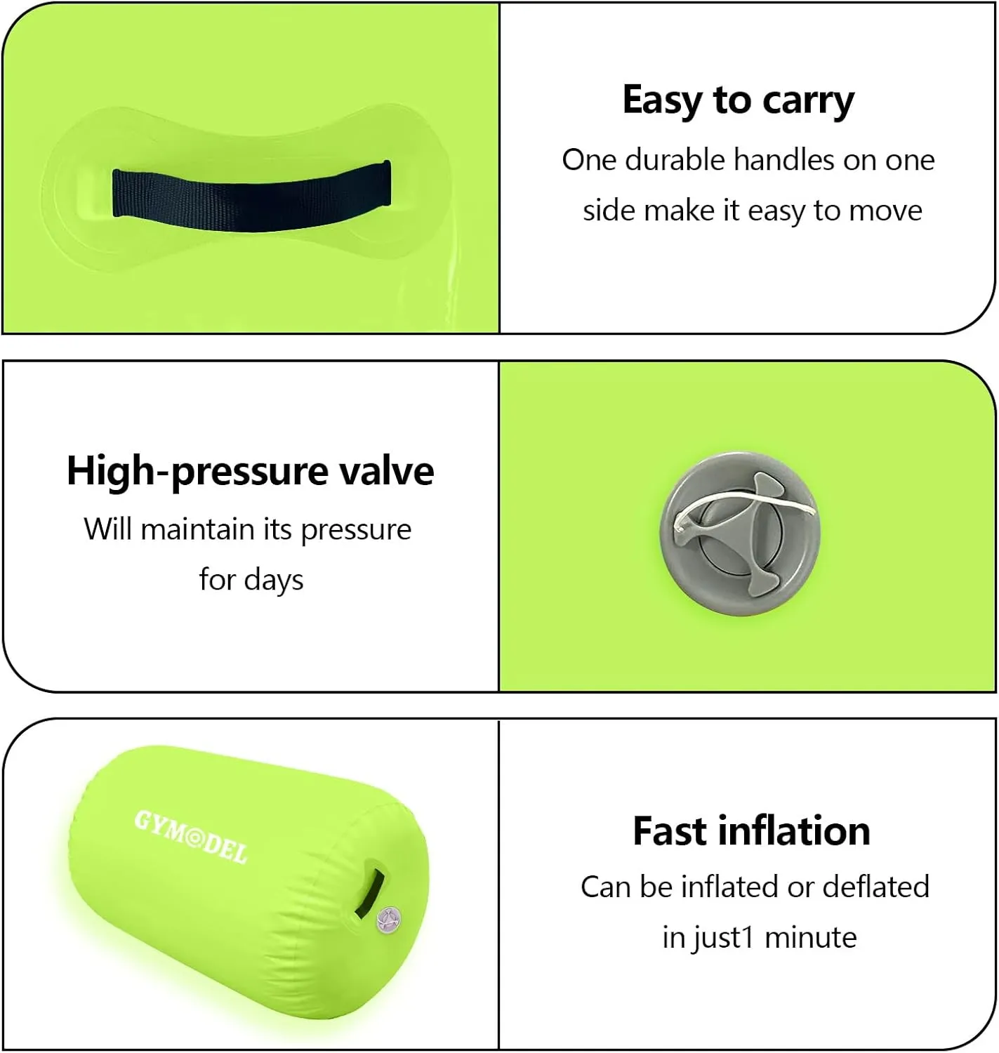 Air Roller Gymnastics Barrel Inflatable Tumbling Roller Air Mat, Air Barrel Gymnastics Tumble Track Mat with Pump for Backhandspring/Training Cheerleading/Yoga/Home and Outdoor Use