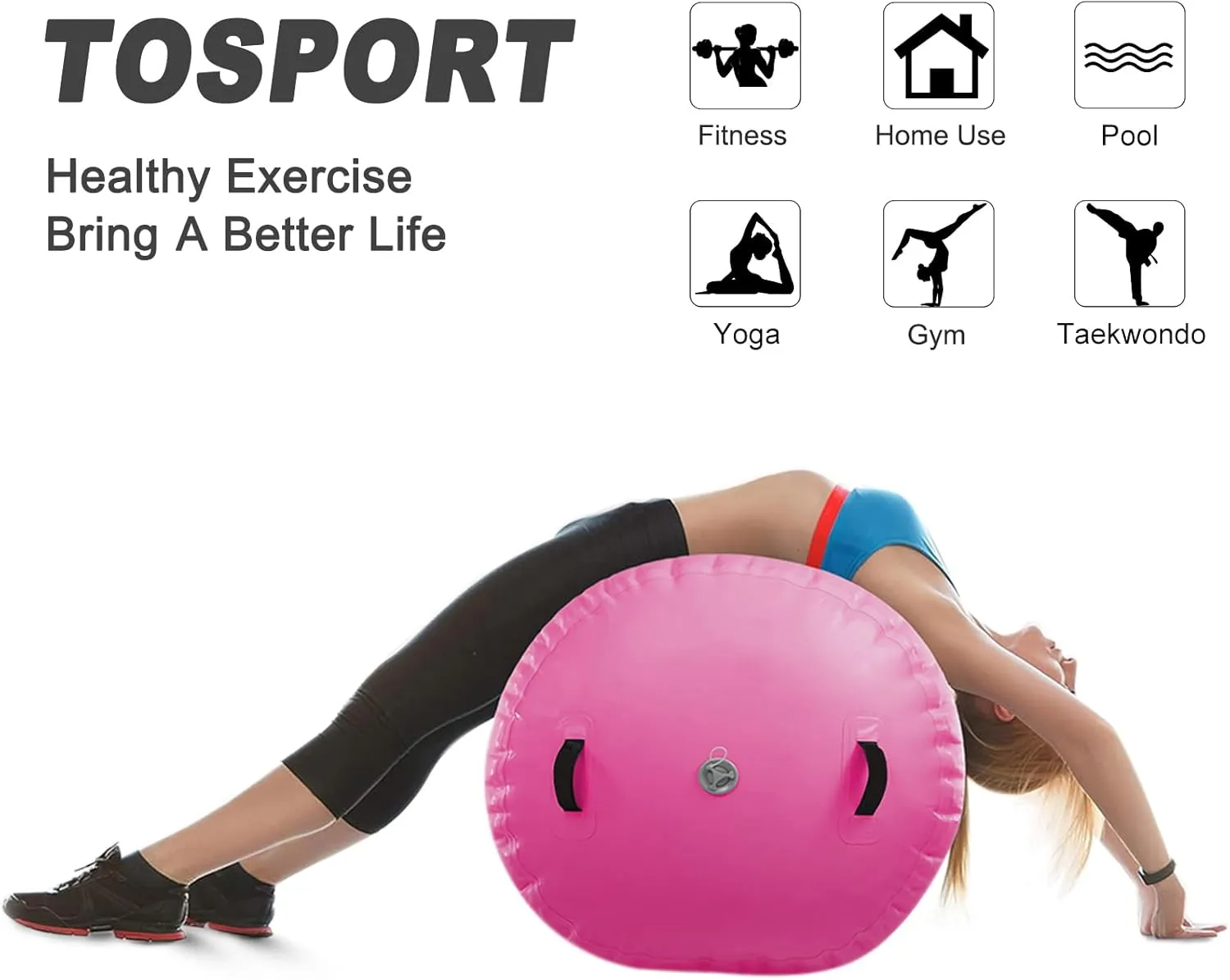 Air Roller Gymnastics Mat 60 75 cm Inflatable Air Barrel 3.3FT Gymnastics Tumbling Mat With Pump for Hand Spring Rear Training/Home Use/Fitness/Yoga