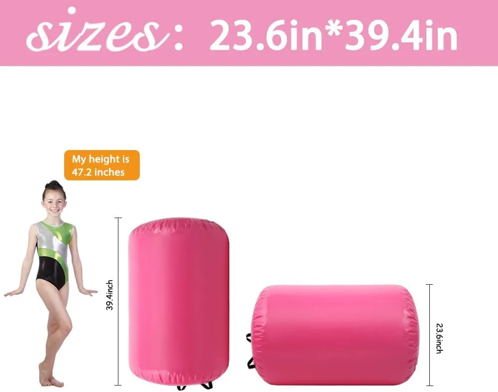 Air Tumbling Mat Tumble Track With Electric Pump，Inflatable Gymnastics Barrel Roller for Home Use,Gym Training,Cheer leading,Yoga