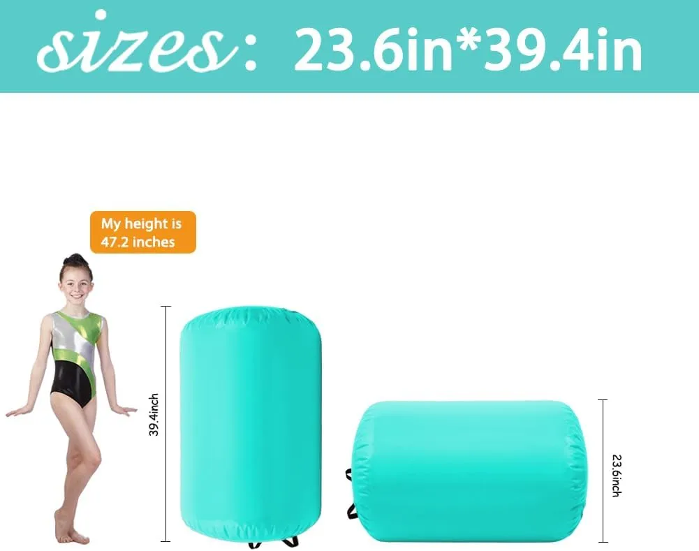 Air Tumbling Mat Tumble Track With Electric Pump，Inflatable Gymnastics Barrel Roller for Home Use,Gym Training,Cheer leading,Yoga