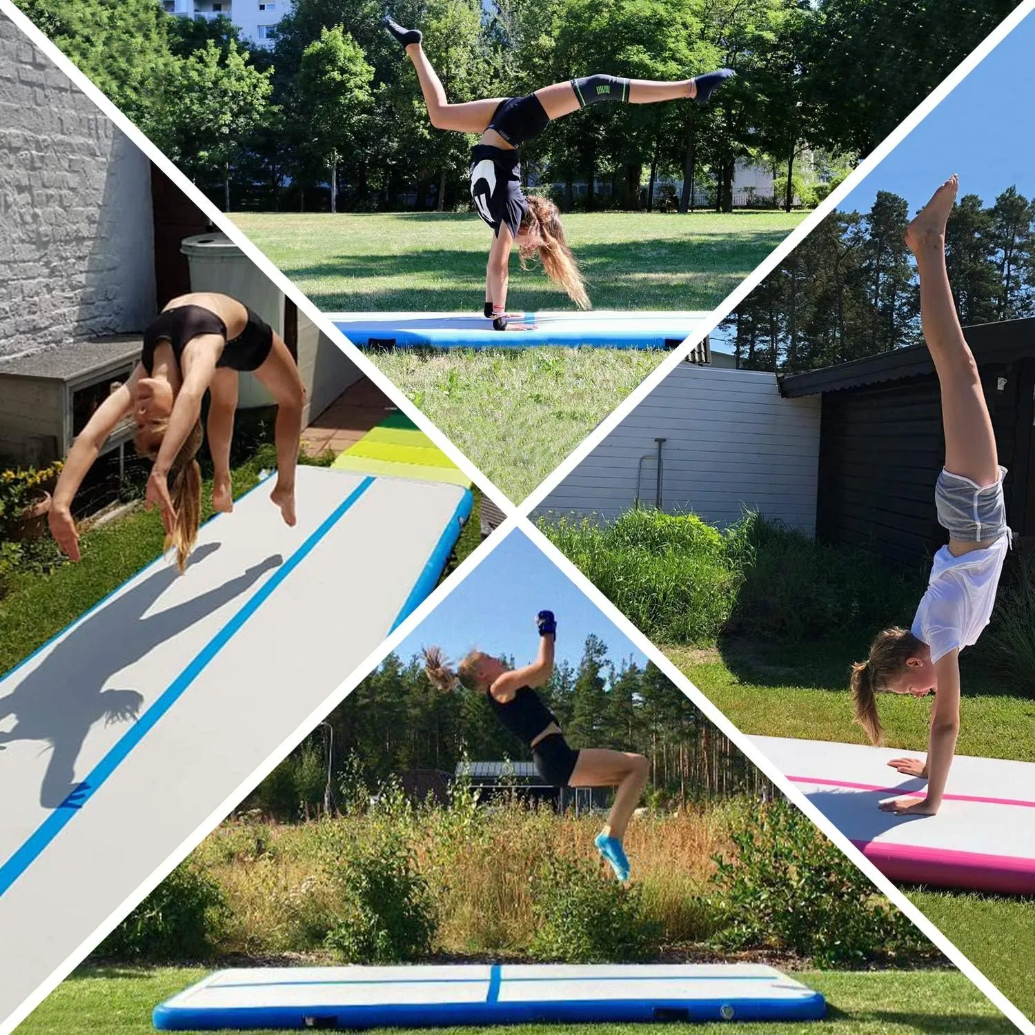AirMat Nordic Air Mat Tumble Track 10ft/13ft/16ft/20ft/26ft with Electric Air Pump, Inflatable Gymnastics Mat for Home, Best for Gymnastics, Cheerleading, Yoga - 3'3" Wide and 4" Thick, Tumbling Mat