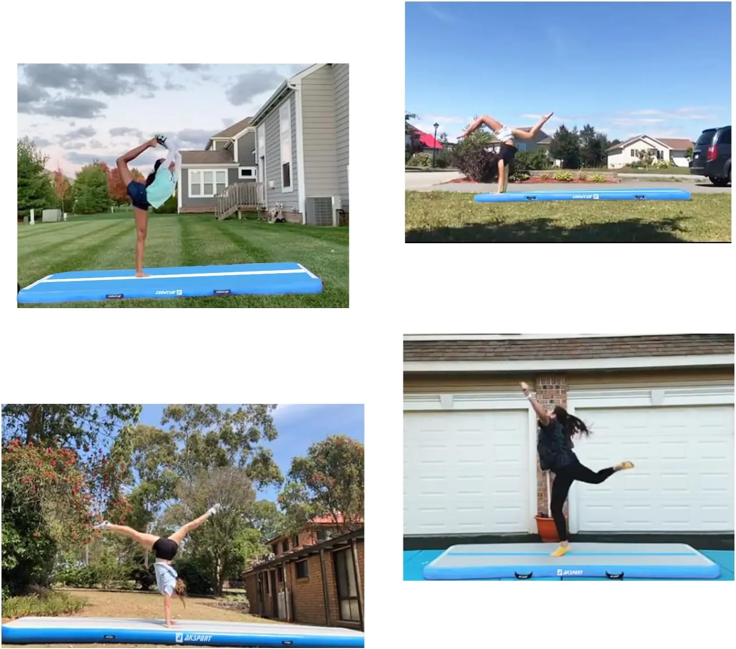 AKSPORT Inflatable Gymnatsics Mat Tumble Track 10ft 13ft 16ft 20ft 23ft Air Tumbling Mat with Air Pump for Home Use/Training/Cheerleading/Yoga