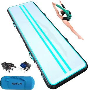 ALIFUN Inflatable Gymnastics Tumble Mat Air Training Track Mat 6.6-20ft Non Slip for Home/Gym/Yoga with Pump