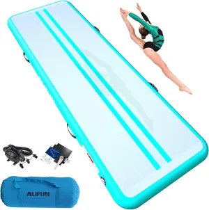 ALIFUN Inflatable Gymnastics Tumble Mat Air Training Track Mat 6.6-20ft Non Slip for Home/Gym/Yoga with Pump