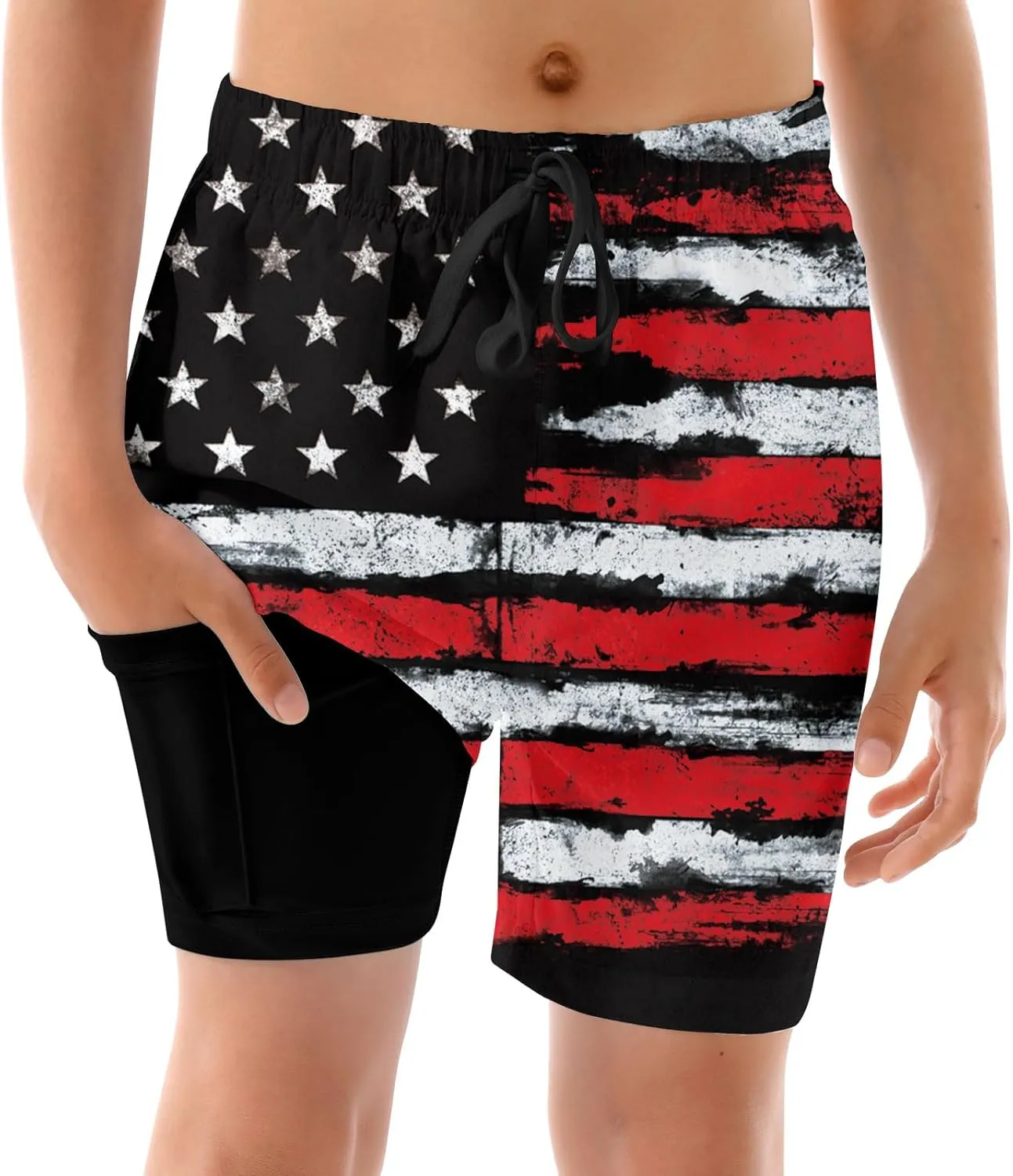 ALISISTER Boys Swim Trunks with Compression Liner with Pockets Bathing Suit 2-20 Years Old