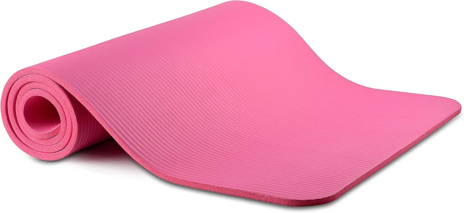 All Purpose 1/2-Inch Extra Thick High Density Anti-Tear Exercise Yoga Mat with Carrying Strap with Optional Yoga Blocks, Multiple Colors