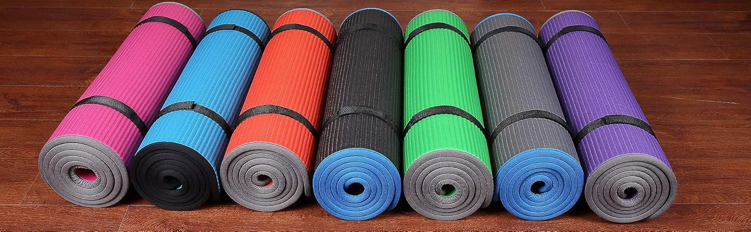 All-Purpose 2/5-Inch (10mm) Extra Thick High Density Anti-Slip Exercise Pilates Yoga Mat with Carrying Strap, Multiple Colors