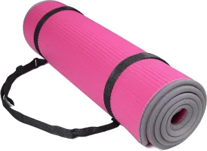 All-Purpose 2/5-Inch (10mm) Extra Thick High Density Anti-Slip Exercise Pilates Yoga Mat with Carrying Strap, Multiple Colors
