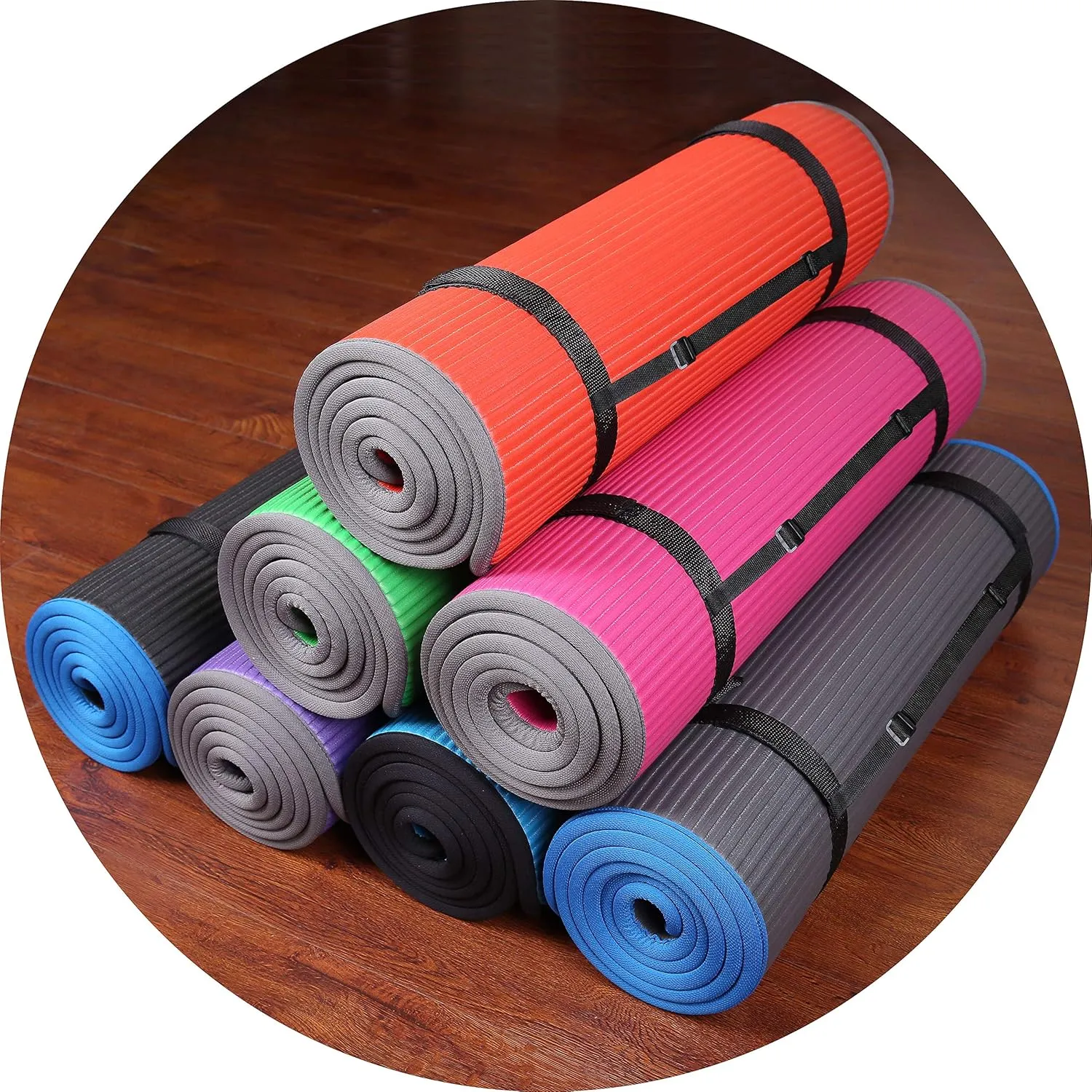 All-Purpose 2/5-Inch (10mm) Extra Thick High Density Anti-Slip Exercise Pilates Yoga Mat with Carrying Strap, Multiple Colors