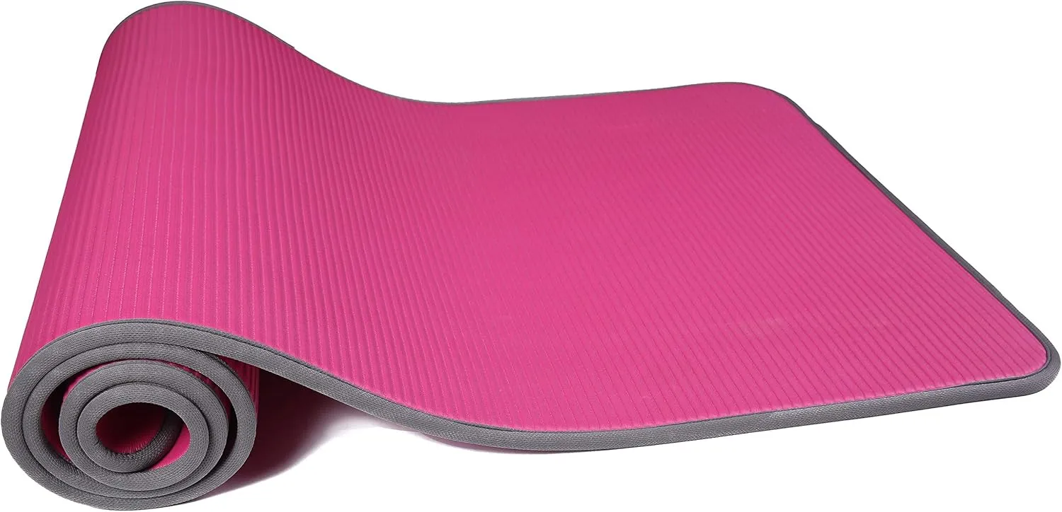All-Purpose 2/5-Inch (10mm) Extra Thick High Density Anti-Slip Exercise Pilates Yoga Mat with Carrying Strap, Multiple Colors