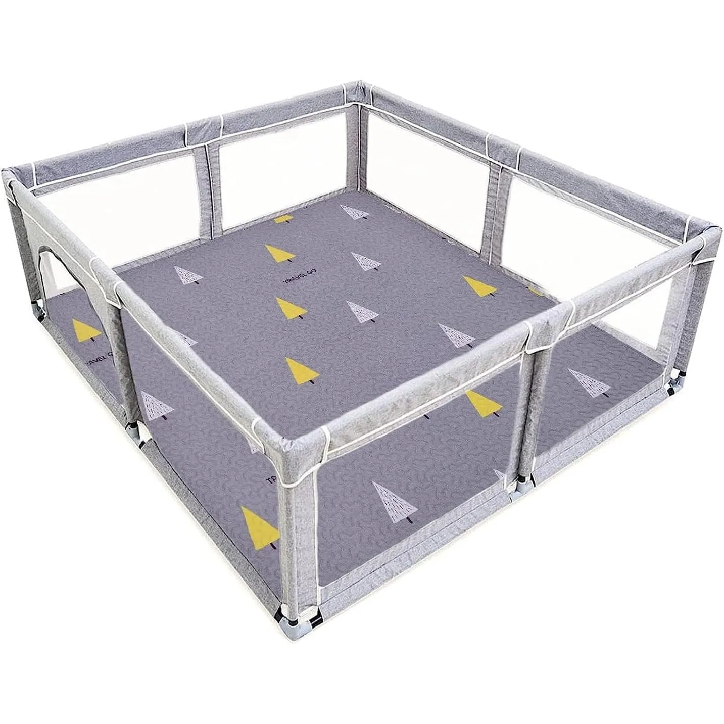 ALMEKAQUZ Baby Play Mat, Portable, Washable, Foldable Crawling Mat, 110 * 110 CM for Floor, Kids Crawling Mat, Large Soft Non Slip Non-Toxic Play Mats for Infants (Gray-travel)