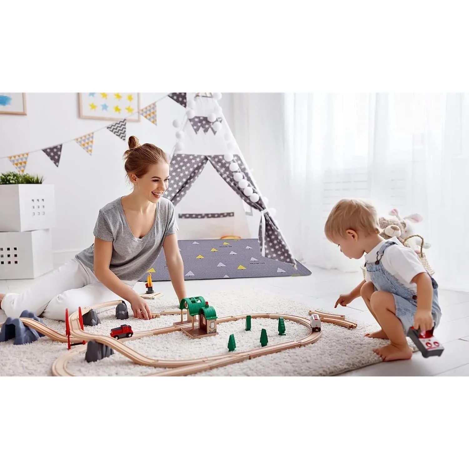 ALMEKAQUZ Baby Play Mat, Portable, Washable, Foldable Crawling Mat, 110 * 110 CM for Floor, Kids Crawling Mat, Large Soft Non Slip Non-Toxic Play Mats for Infants (Gray-travel)