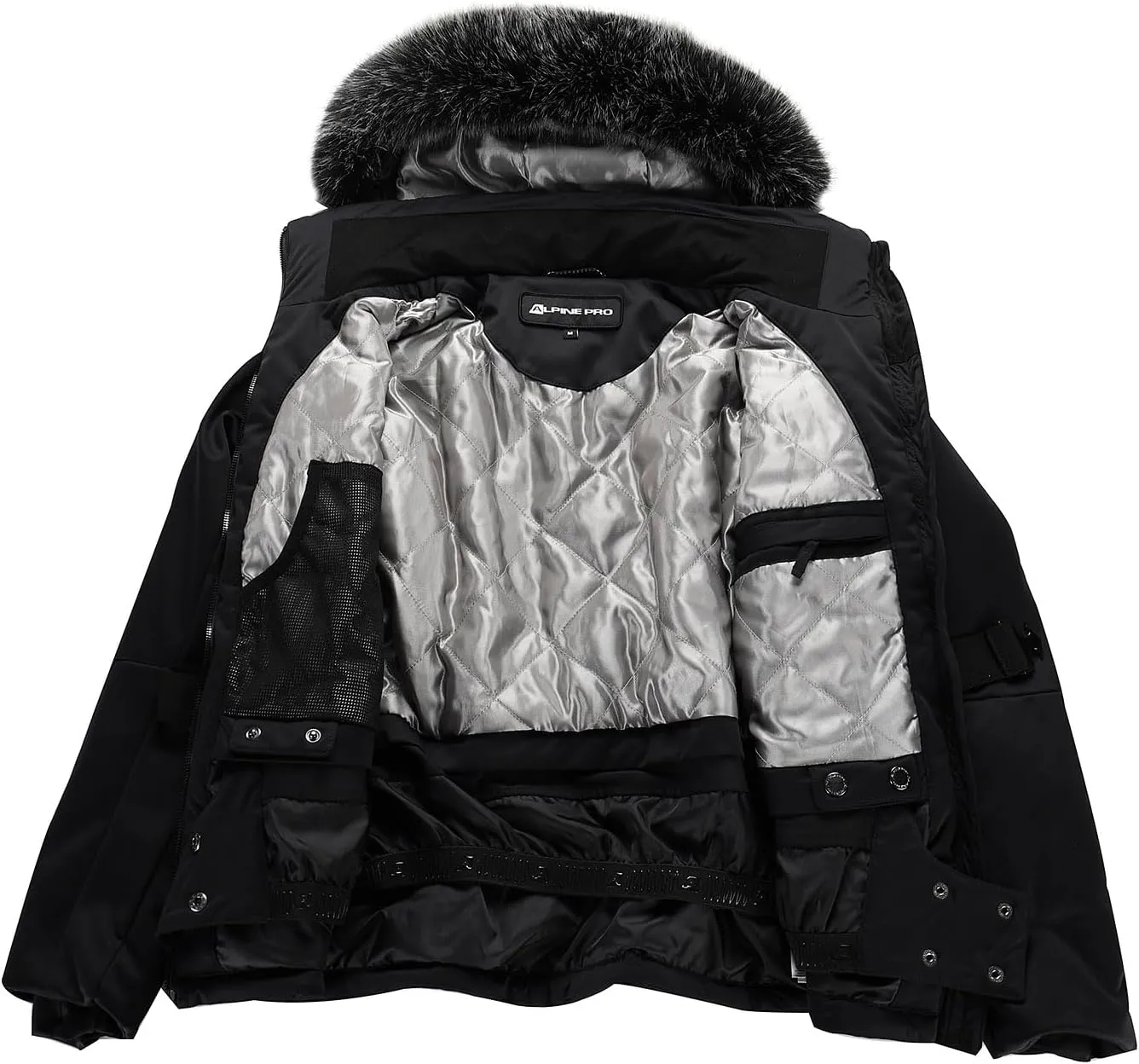 ALPINE PRO Lady's PTX Waterproof Windproof Thermal 3-Layer Hooded Ski Jacket for Sonwsports Snowboarding Skiing