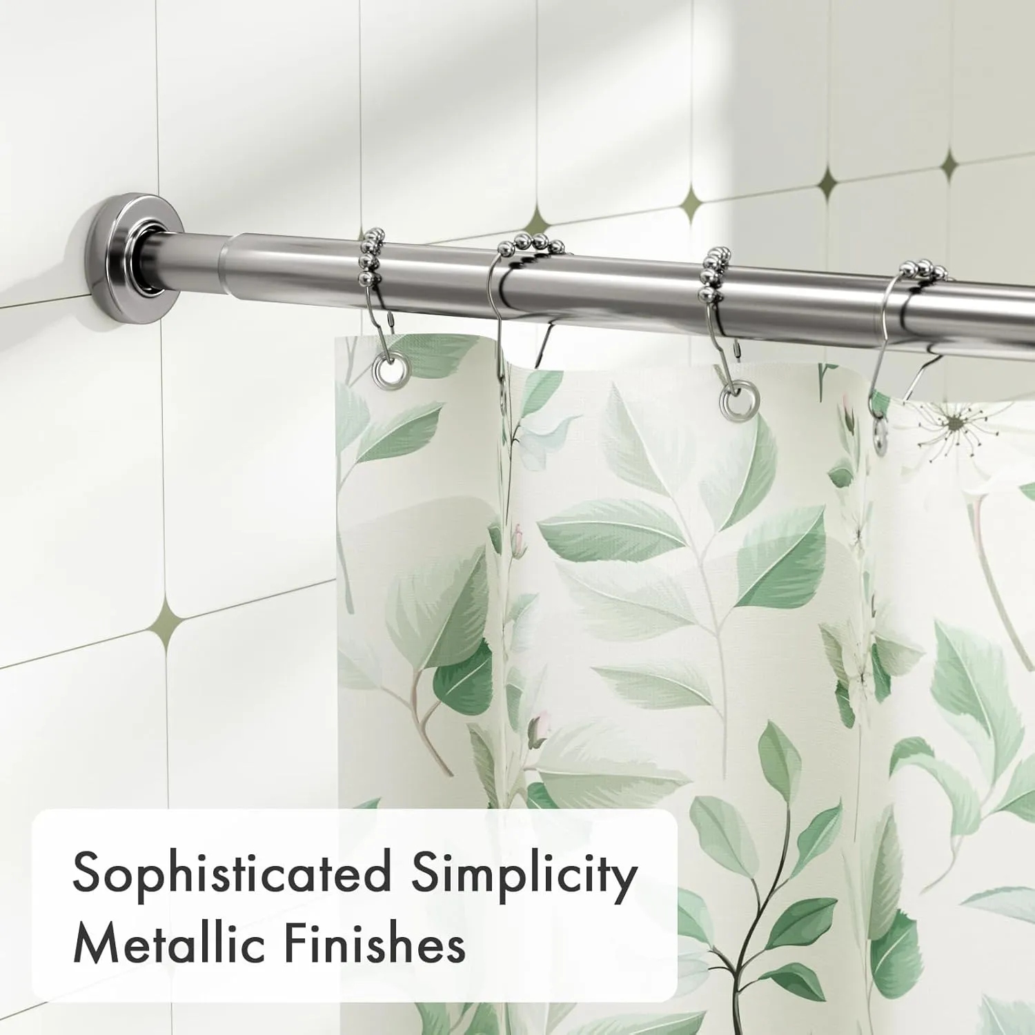 AmazerBath Spring Tension Shower Curtain Rod, 31-75 Inches Heavy Duty Tension Rod Rust Proof Bathroom Curtain Rod, Adjustable No Drill Easy Segmented Installation, Nickel