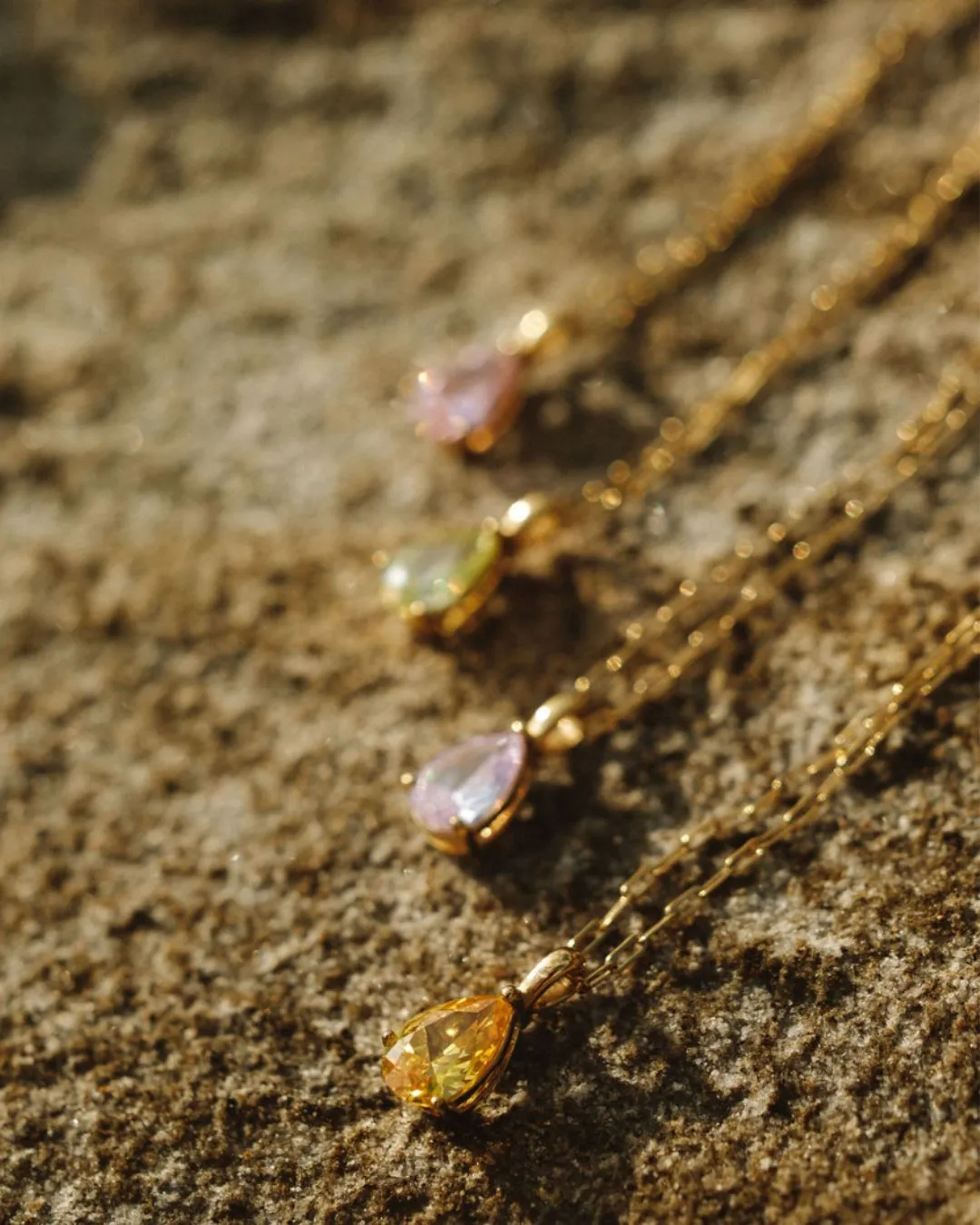 Amber Gem Pendant & Chain