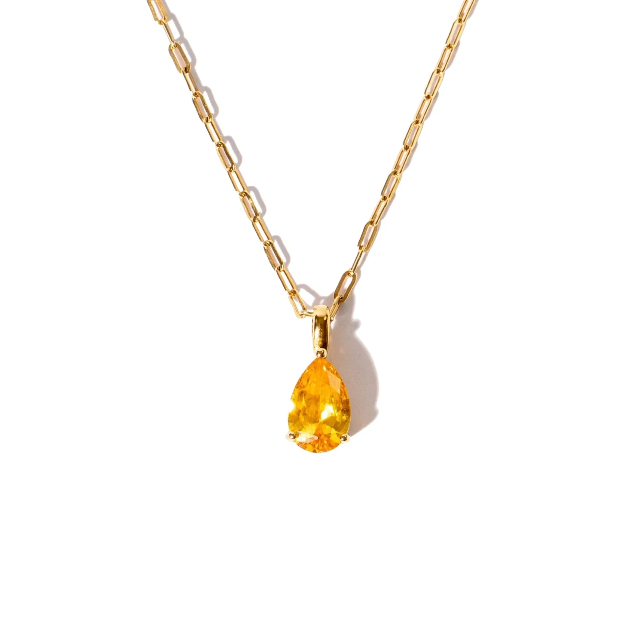 Amber Gem Pendant & Chain