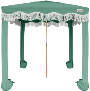 AMMSUN Beach Cabana with Fringe, 6'×6' Boho Beach Canopy with Tassels, Easy Set up & Premium Wood Pole, Cabana Tent with Sand Pockets, Instant Sun Shade for Sand, Garden, Patio, Mint Green