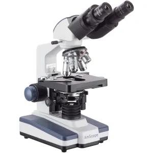 AmScope - 40X-2500X LED Lab Binocular Compound Microscope with 3D-Stage   50pc Blank Slides   100 Coverslips - B120C-50P100S