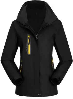 Amxiway Women's Mountain Waterproof Windproof Fleece 3 in 1 Jacket Ski Hooded Rain Coat