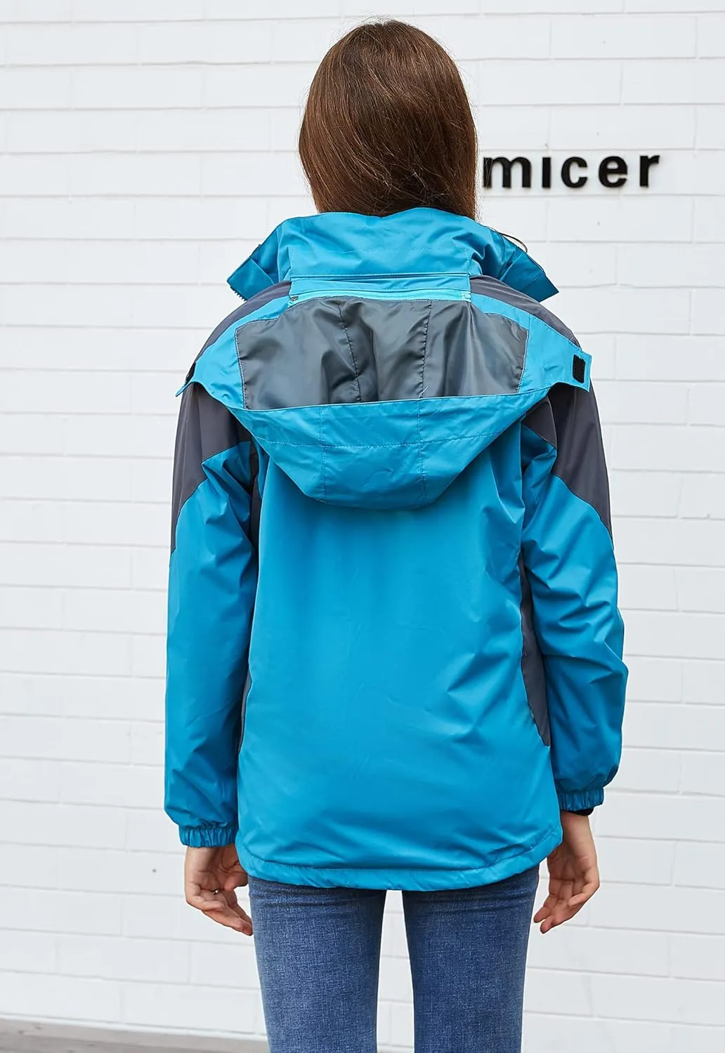 Amxiway Women's Mountain Waterproof Windproof Fleece 3 in 1 Jacket Ski Hooded Rain Coat