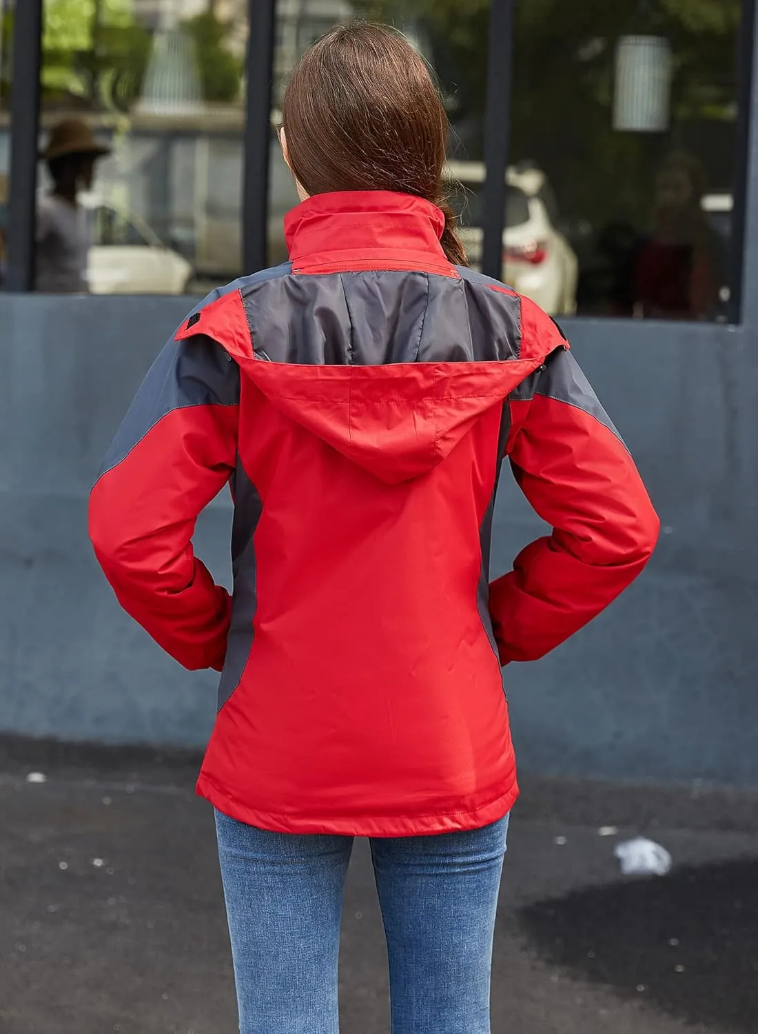 Amxiway Women's Mountain Waterproof Windproof Fleece 3 in 1 Jacket Ski Hooded Rain Coat