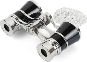 Aomekie Opera Glasses Binoculars 3X25 Theater Glasses Mini Binocular Compact with Chain for Adults Women Kids in Musical Concert（Black）