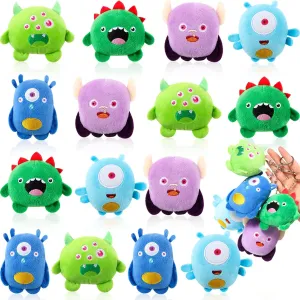 Aoriher 15 Pcs Mini Stuffed Animals Toys Halloween Plush Toys 3.2 Inch Small Devil Plush Keychain for Baby Shower Birthday Party Favors Goodie Bag Fillers Easter Basket Stuffers, 5 Styles