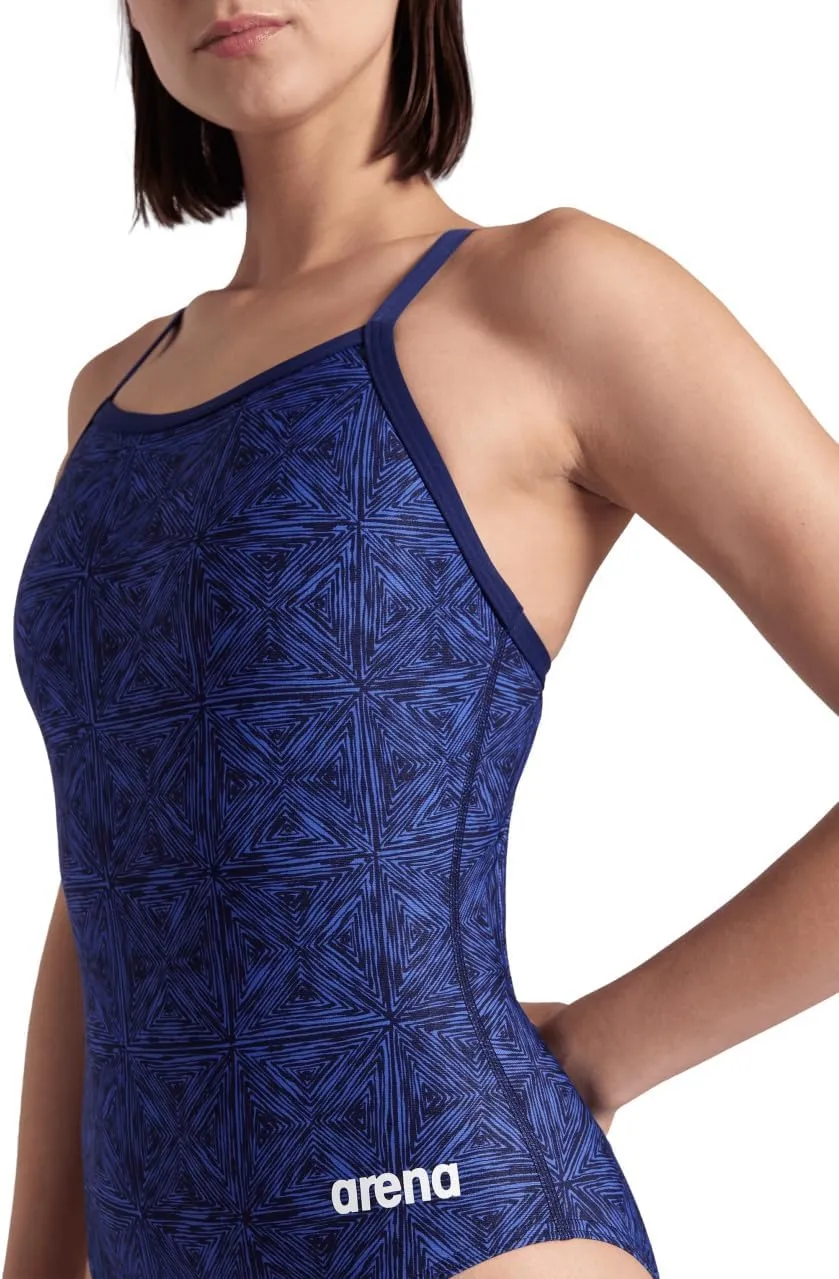 ARENA Performance Abstract Tiles Women's Swimsuit Light Drop Back One Piece Pool Training Bathing Suit Sports Swimwear