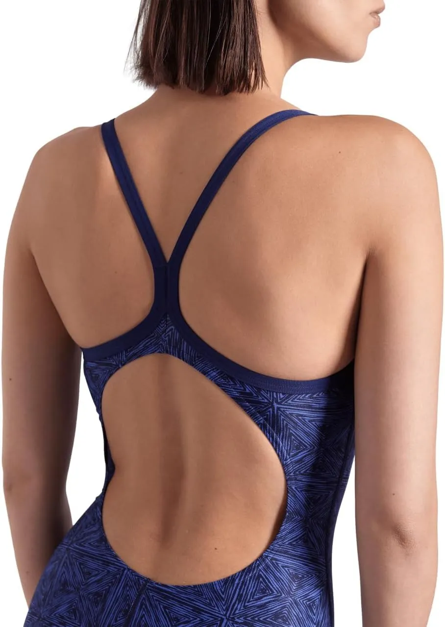 ARENA Performance Abstract Tiles Women's Swimsuit Light Drop Back One Piece Pool Training Bathing Suit Sports Swimwear
