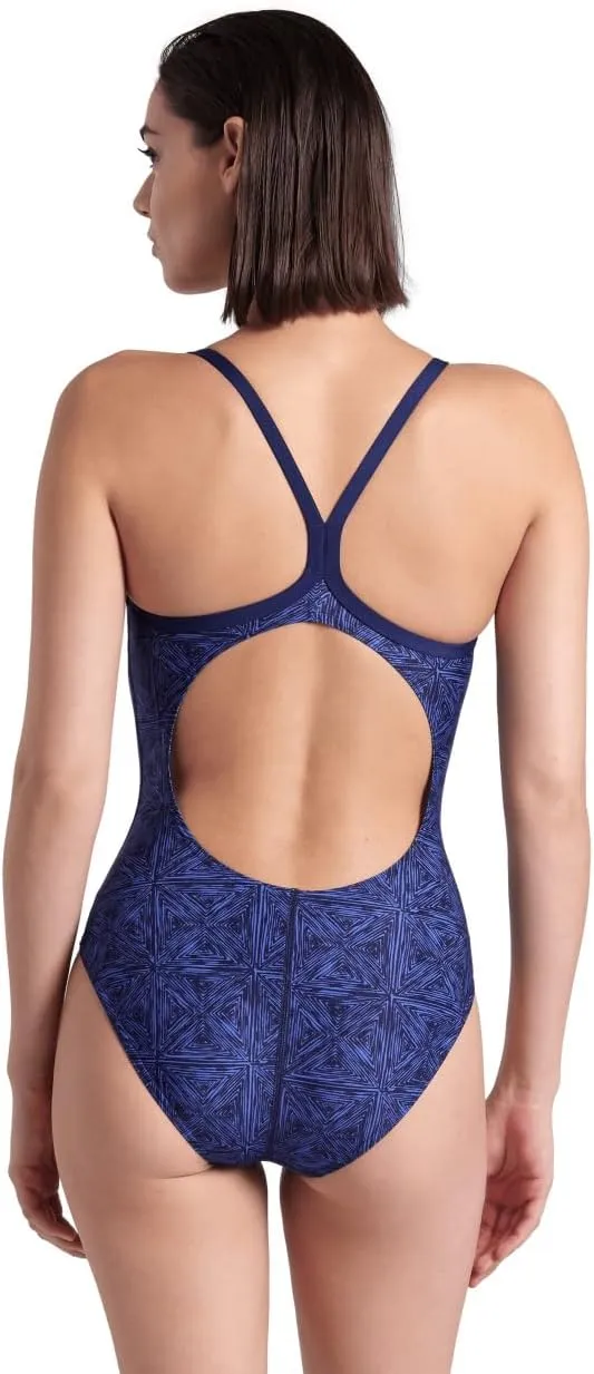 ARENA Performance Abstract Tiles Women's Swimsuit Light Drop Back One Piece Pool Training Bathing Suit Sports Swimwear