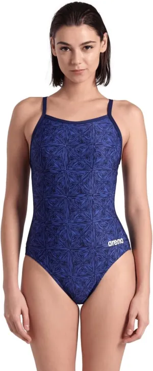 ARENA Performance Abstract Tiles Women's Swimsuit Light Drop Back One Piece Pool Training Bathing Suit Sports Swimwear