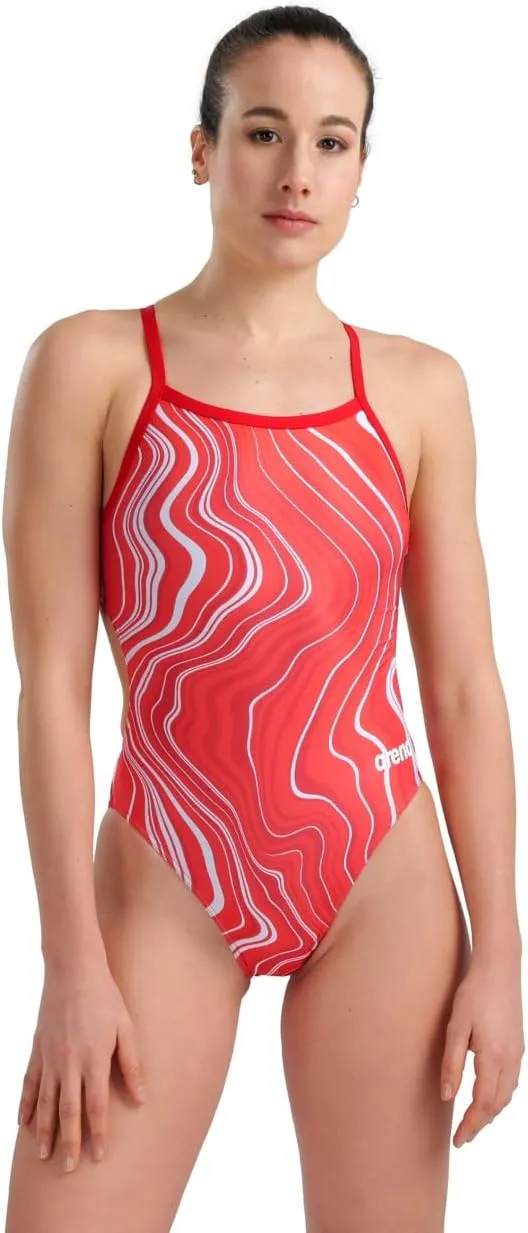 ARENA Performance Marbled Women's Swimsuit Challenge Back One Piece MaxLife Pool Training Bathing Suit Sports Swimwear